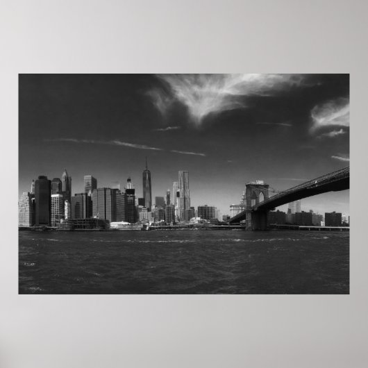 Black White Brooklyn Bridge New York Poster (Voorkant)