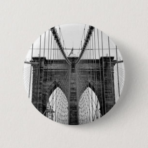 Black White Brooklyn Bridge New York Ronde Button 5,7 Cm