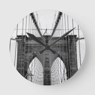 Black White Brooklyn Bridge New York Ronde Klok