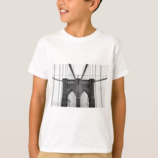 Black White Brooklyn Bridge New York T-shirt (Voorkant)