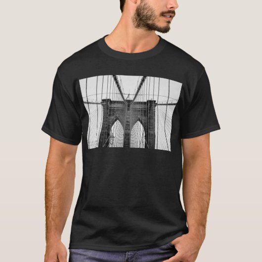 Black White Brooklyn Bridge New York T-shirt (Voorkant)