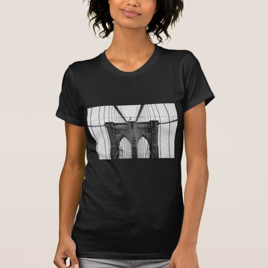 Black White Brooklyn Bridge New York T-shirt (Voorkant)