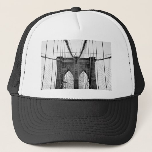 Black White Brooklyn Bridge New York Trucker Pet (Voorkant)