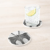 Black White Brooklyn Bridge New York Zandsteen Onderzetter (Zijkant)