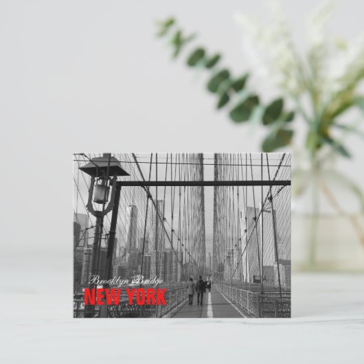 Black White Brooklyn Bridge - NY New York nr 2 Briefkaart (Staand voorkant)