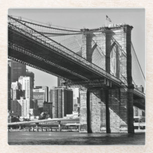 Black & White Brooklyn Bridge, Verenigde Staten Glazen Onderzetter