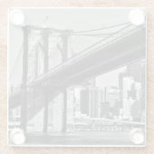 Black & White Brooklyn Bridge, Verenigde Staten Glazen Onderzetter (Achterkant)
