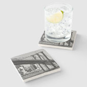 Black & White Brooklyn Bridge, Verenigde Staten Stenen Onderzetter (Zijkant)