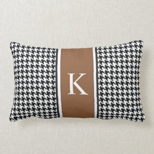 Black White Brown Houndstooth Patroon Kussen