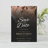 Black White Brown Modern bespaart de datum Save The Date (Staand voorkant)