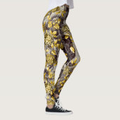 Black White Brown Tones Gold Floral Toile Leggings (Rechts)