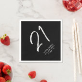 Black & White | Brush Script 21e verjaardagsfeestj Servet (Insitu)
