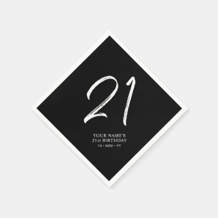 Black & White   Brush Script 21e verjaardagsfeestj Servet