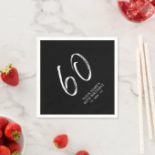 Black & White | Brush Script 60ste verjaardagsfees Servet (Insitu)