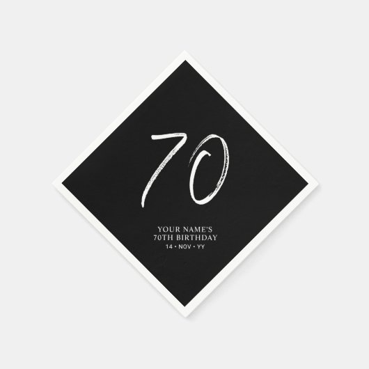 Black & White | Brush Script 70ste verjaardagsfees Servet (Hoek)