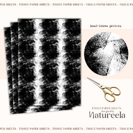 Black White Brushstrokes Collage Tissue Paper Tissuepapier