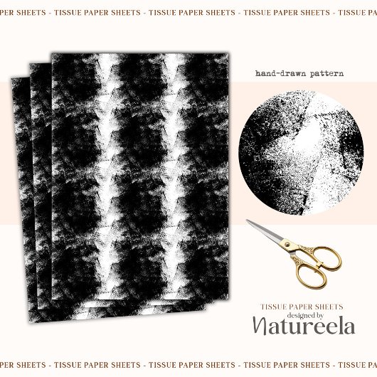 Black White Brushstrokes Collage Tissue Paper Tissuepapier