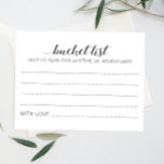 Black White Bucket List Weddenvice Kaarten<br><div class="desc">Deze charmante trouwemmer lijst met platte vellen is een perfect alternatief voor een traditioneel gastenboek. Alle gasten hebben het over de beste ideeën voor de nieuwsleden om te bezoeken of te doen. Deel van het collectie van Alejandra - bijpassend teken beschikbaar.</div>