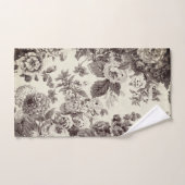 Black White Buff Antiek Tone  Floral Toile Bad Handdoek (Handdoek)