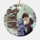 Black White Buffalo Check First Kerstmis Together Keramisch Ornament (Achterkant)