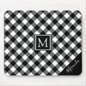 Black & White Buffalo Check Gepland Monogram Naam Muismat (Voorkant)