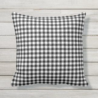 Black White Buffalo Check Gingham Design Patroon Buitenkussen