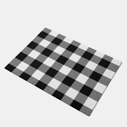 Black White Buffalo Check Gingham Design Patroon Deurmat (Schuin)