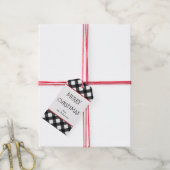 Black White Buffalo Check met kerstcadeau Label Cadeaulabel (Met Touw)