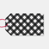 Black White Buffalo Check met kerstcadeau Label Cadeaulabel (Achterkant Horizontaal)