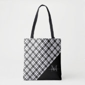 Black White Buffalo Check Plakt Elegant Monogram Tote Bag (Voorkant)