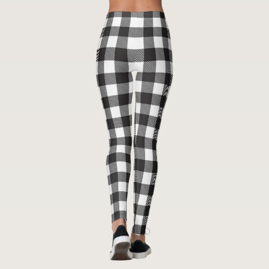 Black & White Buffalo Gingham Check Plaid Vakantie Leggings (Achterkant)