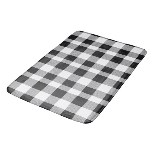 Black White Buffalo Gingham Check Pset Holiday B Badmat (Gekanteld)