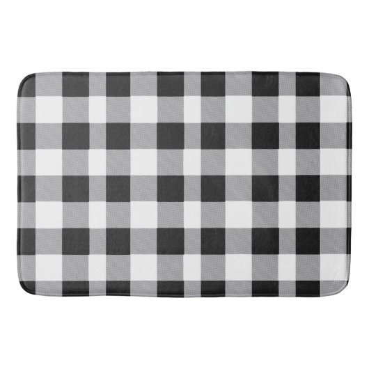 Black White Buffalo Gingham Check Pset Holiday B Badmat (Voorkant)