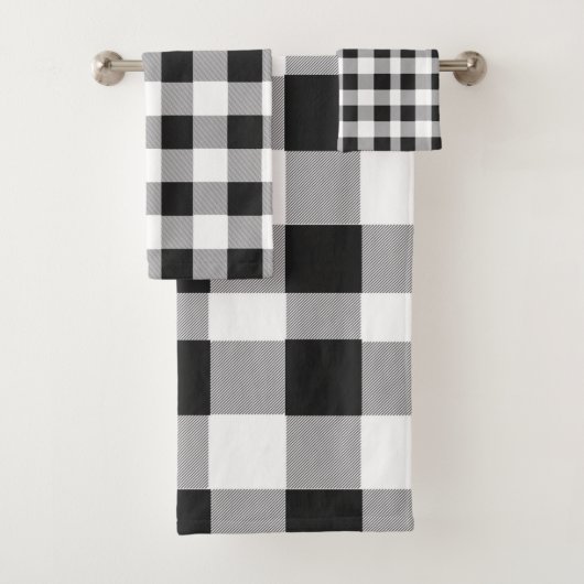 Black White Buffalo Gingham Check Pset Holiday Bad Handdoek (Insitu)