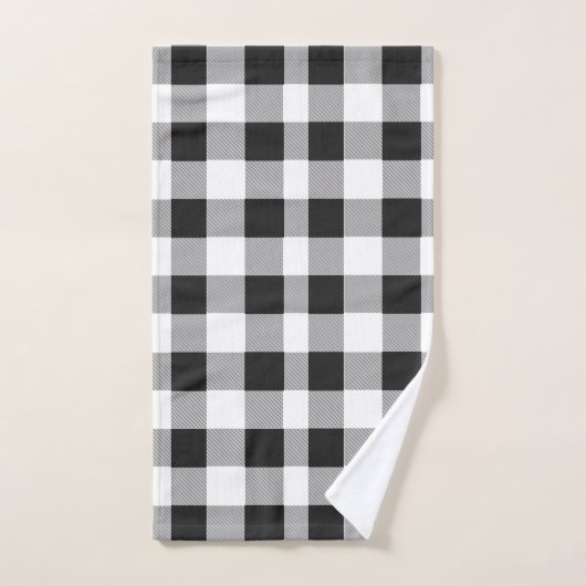 Black White Buffalo Gingham Check Pset Holiday Bad Handdoek (Handdoek)
