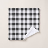 Black White Buffalo Gingham Check Pset Holiday Bad Handdoek (Wasdoekje)