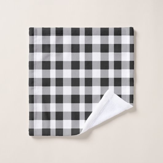 Black White Buffalo Gingham Check Pset Holiday Bad Handdoek (Wasdoekje)