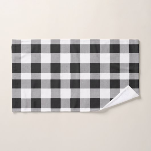 Black White Buffalo Gingham Check Pset Holiday Bad Handdoek (Handdoek)