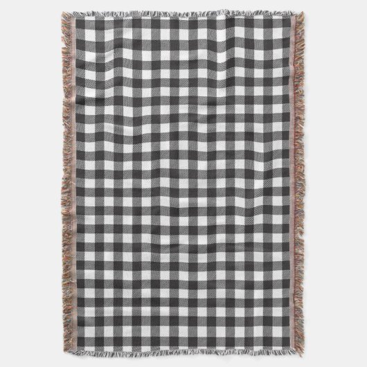 Black White Buffalo Gingham Check Pset Holiday Deken (Voorkant Verticaal)