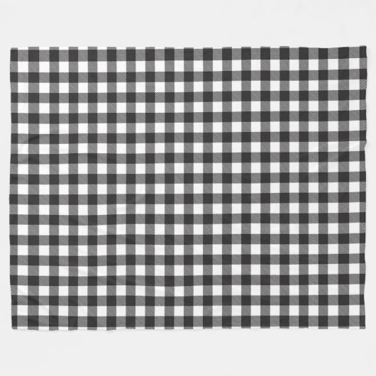 Black White Buffalo Gingham Check Pset Holiday Fleece Deken (Voorkant (Horizontaal))
