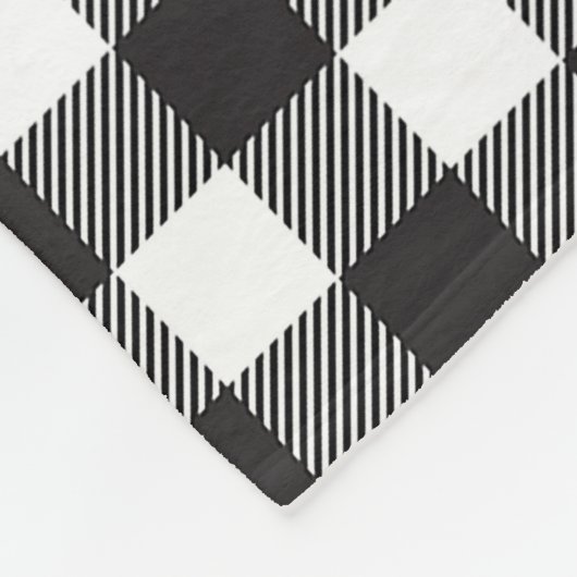 Black White Buffalo Gingham Check Pset Holiday Fleece Deken (Hoek)
