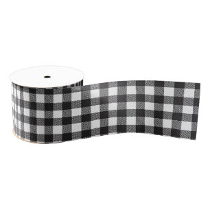 Black White Buffalo Gingham Check Pset Holiday Grosgrain Lint