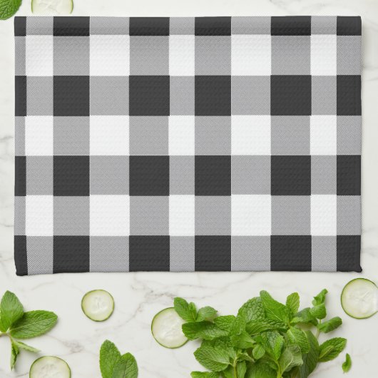 Black White Buffalo Gingham Check Pset Holiday K Theedoek (Gevouwen)