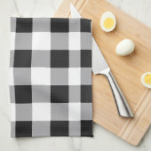 Black White Buffalo Gingham Check Pset Holiday K Theedoek (Quarter Fold)