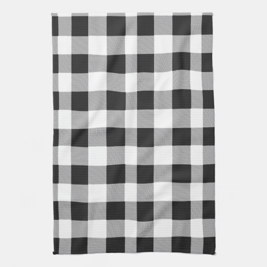 Black White Buffalo Gingham Check Pset Holiday K Theedoek (Verticaal)