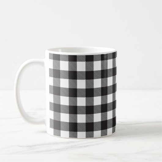 Black White Buffalo Gingham Check Pset Holiday Koffiemok (Links)