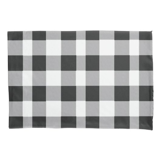 Black White Buffalo Gingham Check Pset Holiday Kussensloop (Voorkant-Links)