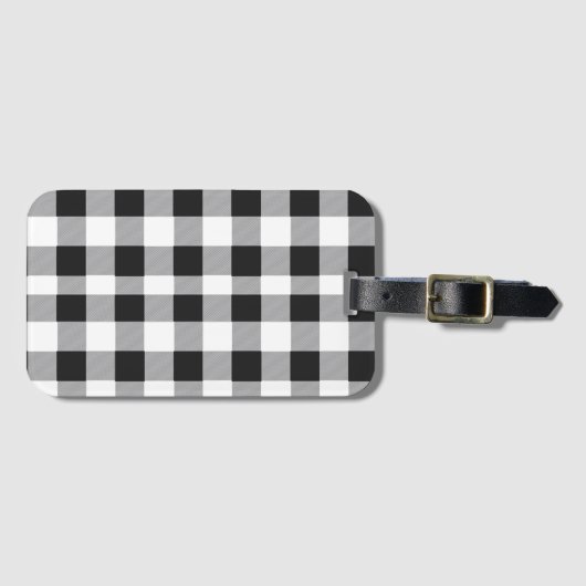 Black White Buffalo Gingham Check Pset Holiday L Bagagelabel (Voorkant (horizontaal))