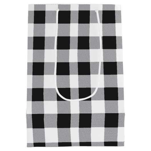 Black White Buffalo Gingham Check Pset Holiday Medium Cadeauzakje (Achterkant)