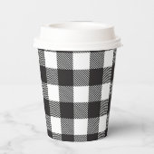 Black White Buffalo Gingham Check Pset Holiday Papieren Bekers (Achterkant)